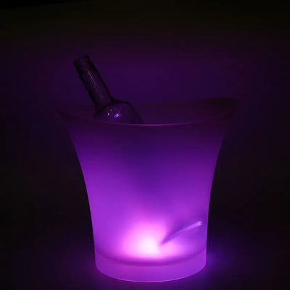 Round Plastic Ice Bucket with LED Lighting